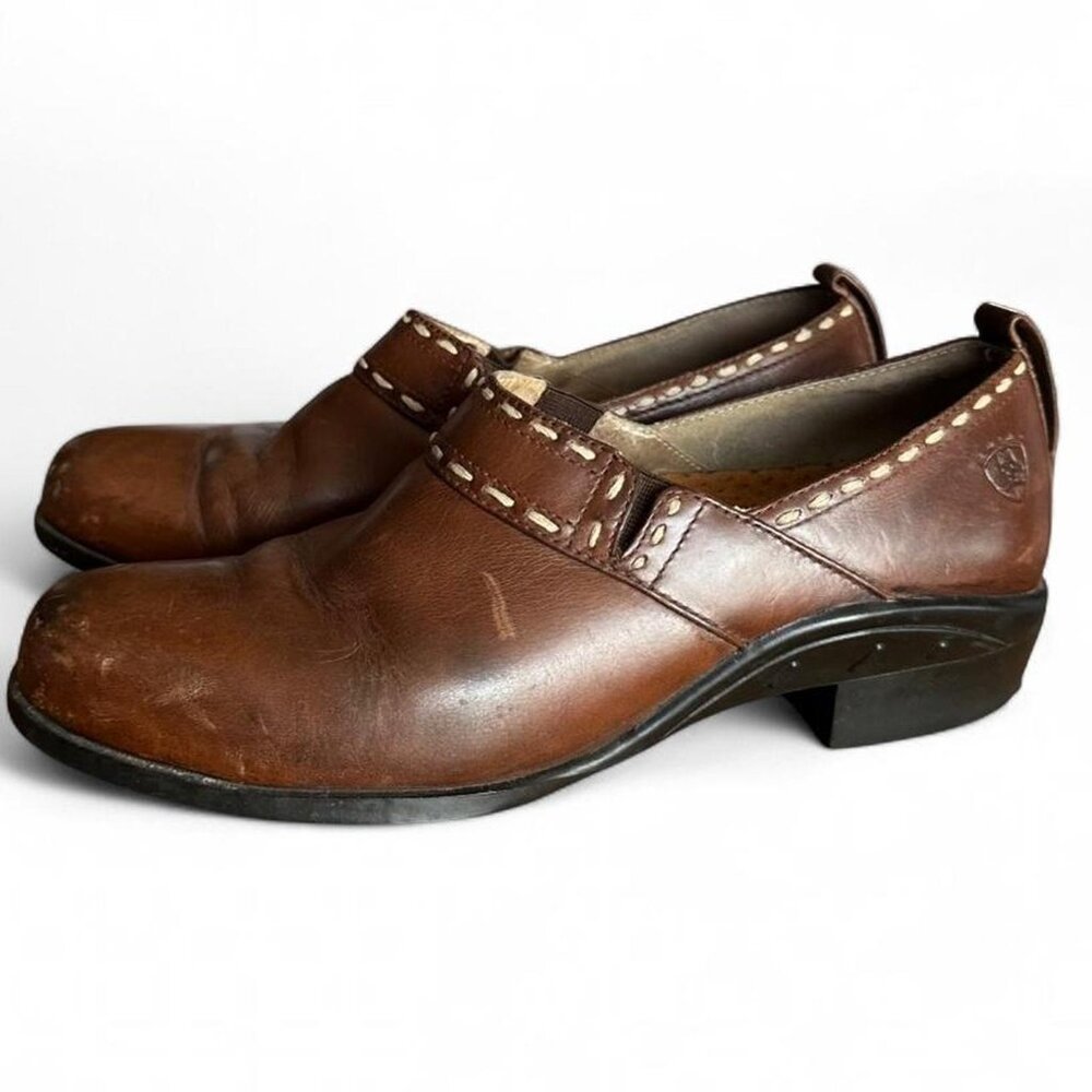 Ariat Shoes Size 8 B Style 52320 Leather Booty Brown Slip On - Picture 2 of 8